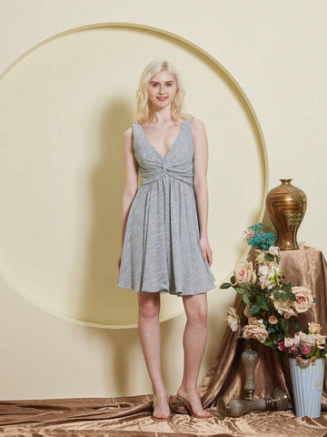 Solid Open Shoulder Fuzzy Halter Dress