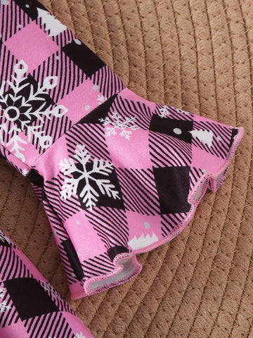 Persoplay Kids Young Girls Christmas Santa Dress, Cute & Snowing Forest Deer Plaid Elastic Dress