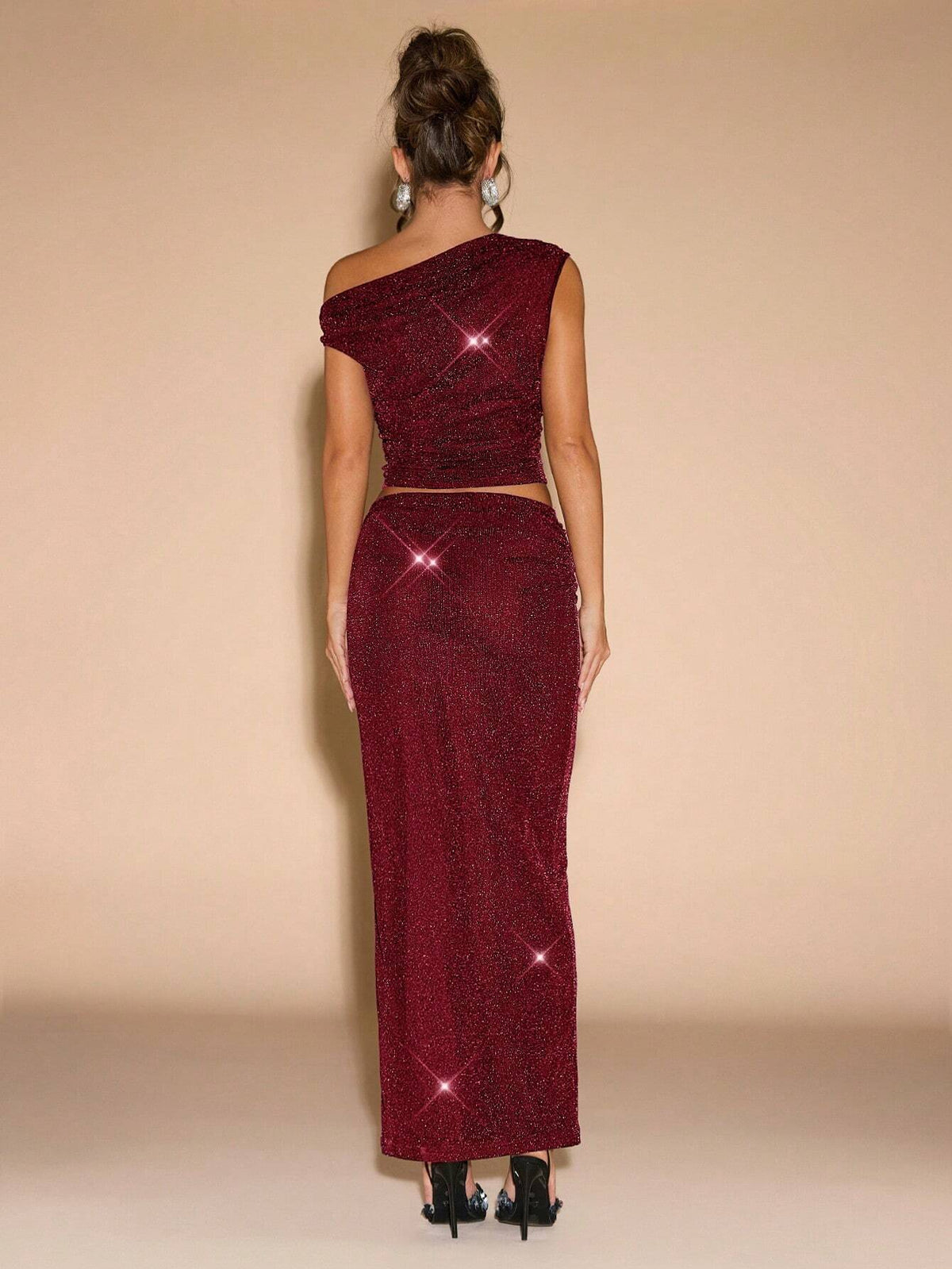 Elegant Asymmetric Collar Oblique Shoulder Dress Suit, Suitable For Daily Wear, Date, Going Out, Nightclub Party, Thanksgiving, Christmas, New Year's Eve