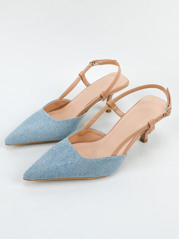 Slingback High Heels, Black Glossy Patent Leather Ankle Strap Pumps, French Minimalist Design, Spring/Summer New Arrivals