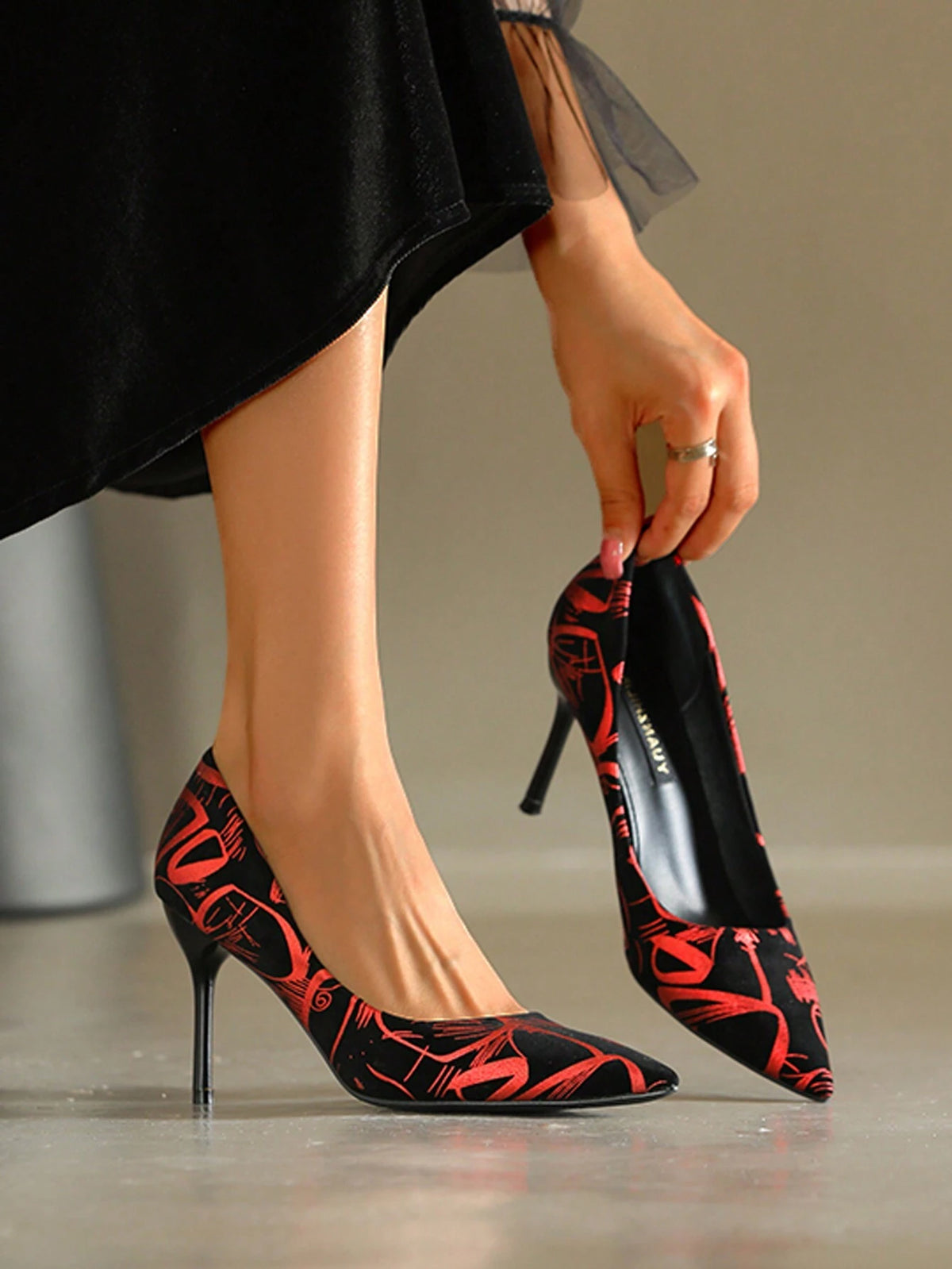 Red Women's High Heels, Fashion Super High Heel Design, Pointed Toe, Slip-On, European And American