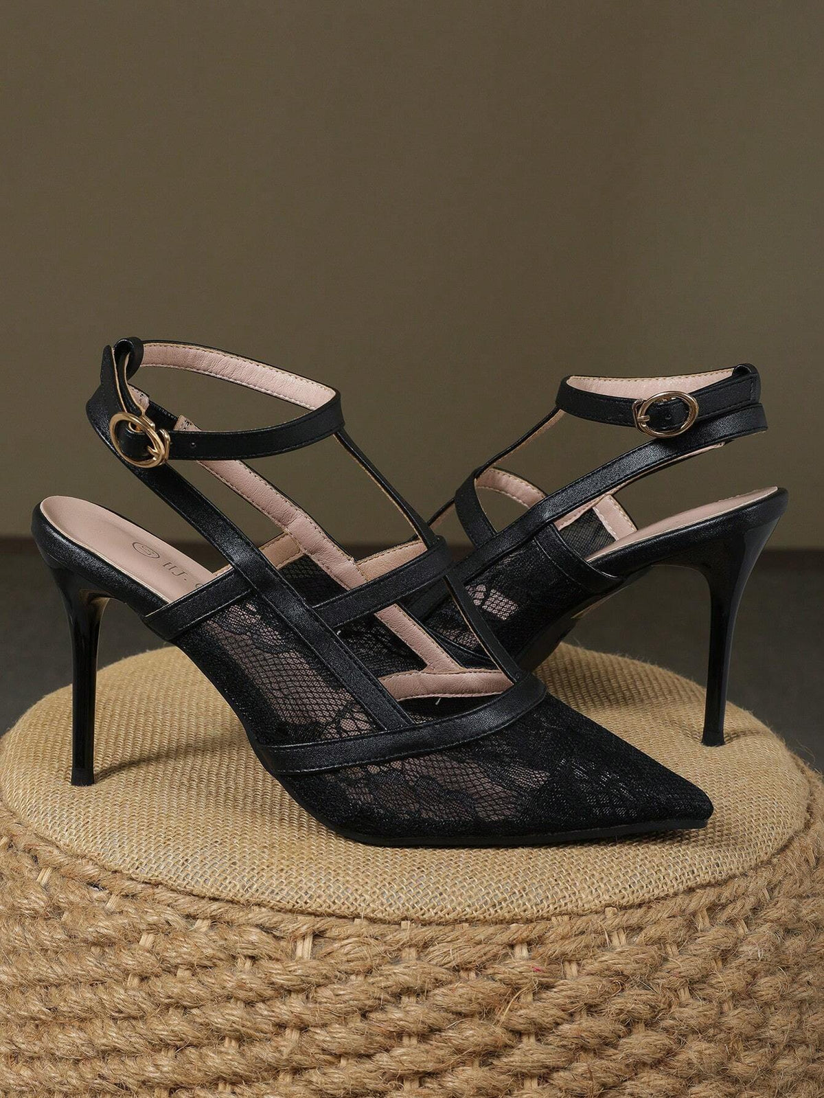 Trendy Thin Heeled Pointed Toe One-Strap Mesh Shallow Mouth High Heel Pumps