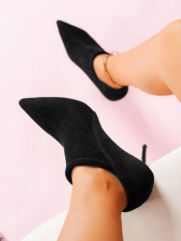 Women's Black Retro Style Pointed Toe High Heel Party Shoes, New Design Extra High Heel Boots,