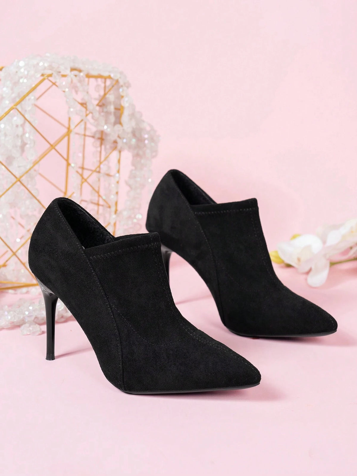 Women's Black Retro Style Pointed Toe High Heel Party Shoes, New Design Extra High Heel Boots,