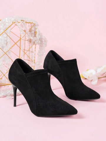 Women's Black Retro Style Pointed Toe High Heel Party Shoes, New Design Extra High Heel Boots,