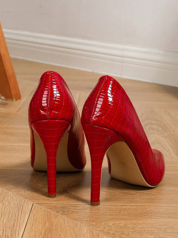 Women's Red Pointed-Toe High Heel Pumps, Sexy Ladies Stilettos
