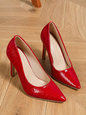 Women's Red Pointed-Toe High Heel Pumps, Sexy Ladies Stilettos