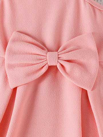 1pc Elegant And Fashionable Oblique-Shoulder Spaghetti Strap Dress For Toddler Girls, Lightweight And Lightweight, Summer
