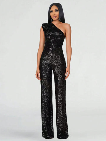1pc Fashion Sparkly Sleeveless Jumpsuit For Party
