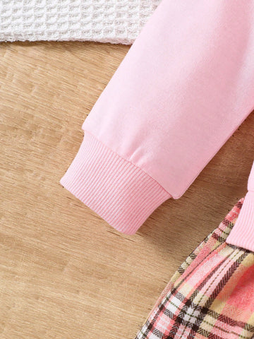 1pc Girl Casual "My Cat" Letter & Bow Tie Kitty Print Soft Knitted Long Sleeve Dress, Autumn/Winter