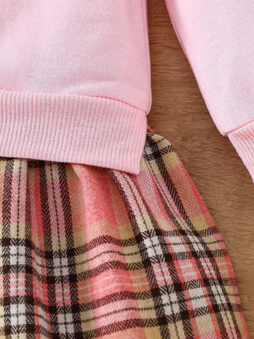 1pc Girl Casual "My Cat" Letter & Bow Tie Kitty Print Soft Knitted Long Sleeve Dress, Autumn/Winter