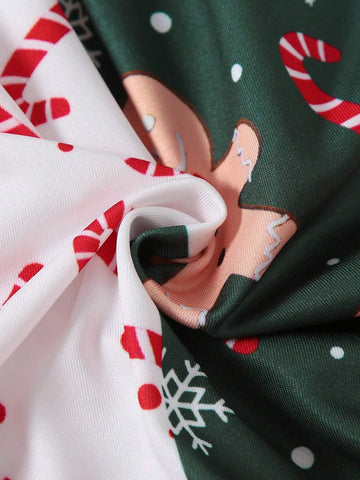 1pc Girl's Christmas Print Ruffle Hem Flare Sleeve Casual Dress, Suitable For Holiday, Vacation & Outing, Spring & Autumn
