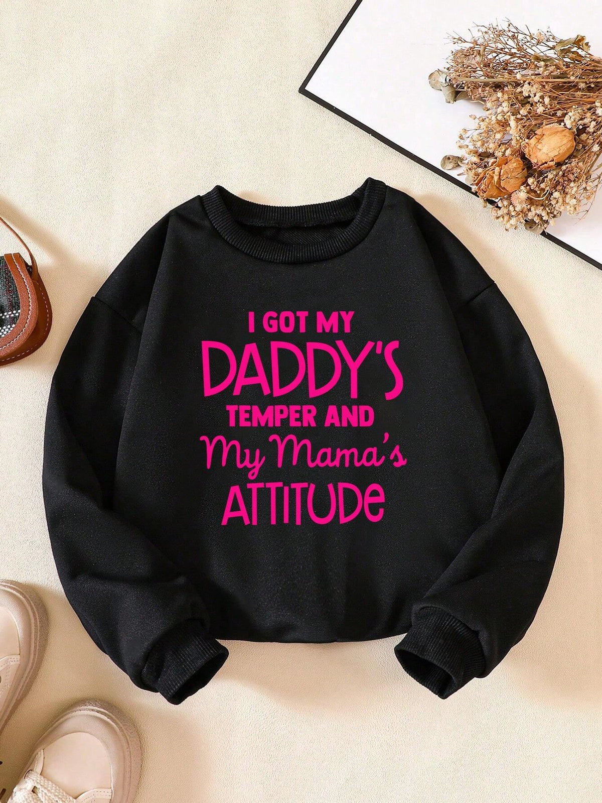 1pc Girls Fashion Slogan Print Casual Pullover Long Sleeve Sweatshirt, Suitable For Spring, Autumn And Winter