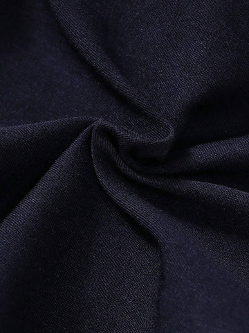 1pc Girls' School Style Dual-Breasted Plaid Patchwork Faux 2-Piece Long Sleeve A-Line Dress, Spring/Fall