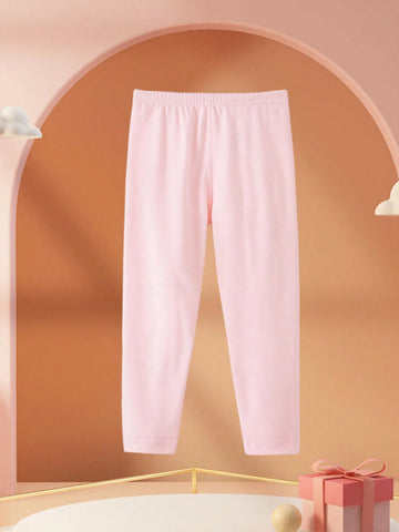 1pc Girls Seamless Warm Underwear Set, Double Layer Long Sleeve Tights, Letter & Solid Color Base Layer For Autumn/Winter