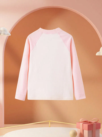 1pc Girls Seamless Warm Underwear Set, Double Layer Long Sleeve Tights, Letter & Solid Color Base Layer For Autumn/Winter