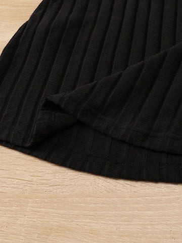 1pc Girls' Solid Color Bodycon Dress, Suitable For 4-7 Years Old, Autumn/Winter