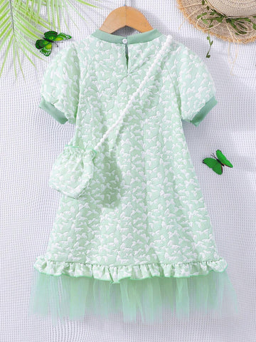 1pc Girls' Summer New Stylish & Elegant Mesh Dress For Parties