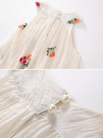 1pc Halter Neck Vest Dress, New Children Luxury Chiffon Princess Dress For Summer