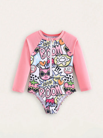 1pc New Fashion Young Girl Girls One-Piece Printed Swimsuit