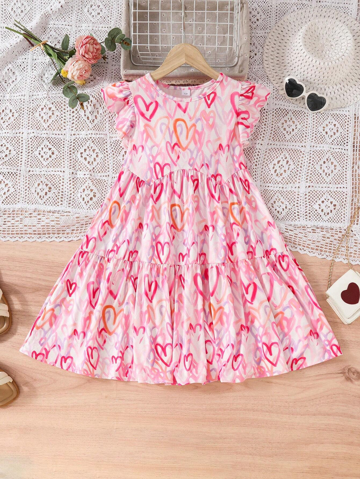 1pc Pink Summer Dress For Girls