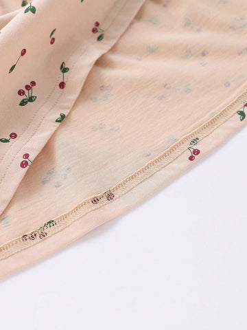 1pc Sweet Cherry Pattern Printed Girls' Vest Dress, Summer