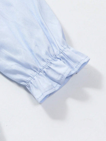 1pc Sweet Floral Embroidery Decor Long Sleeve Blouse For Toddler Girls, Spring/Fall