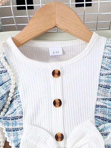 1pc Toddler Girls' Elegant Fashionable Long Sleeve Ruffle Hem Dress, Autumn/Winter