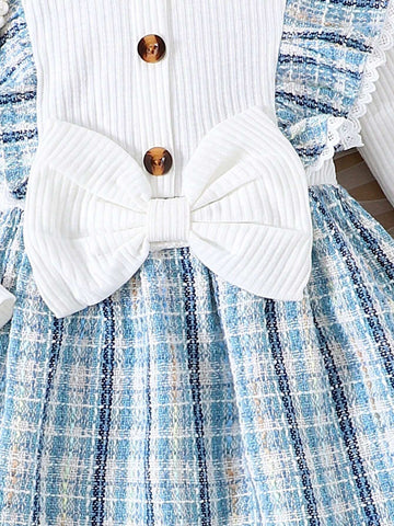 1pc Toddler Girls' Elegant Fashionable Long Sleeve Ruffle Hem Dress, Autumn/Winter