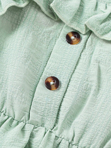 1pc Toddler Girls" Faux Button Cami Dress For Spring And Summer