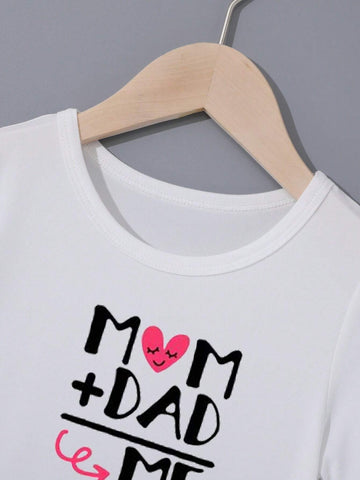 1pc Women's Girls' Casual Cat Heat Transfer Print Pencil Skirt With Short Sleeve Dress, Summer