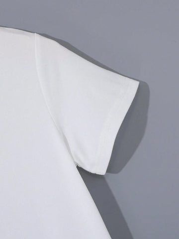 1pc Women's Girls' Casual Cat Heat Transfer Print Pencil Skirt With Short Sleeve Dress, Summer