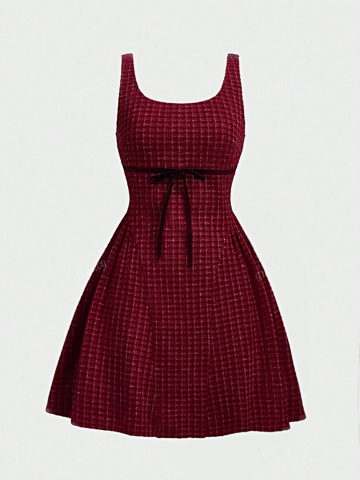 1pc Women's New Wide Strap Solid Color Patchwork Tied Elegant Commuting Viscose Fabric Sleeveless Mini Dress, High-End Elegant, Slim Fit Bodycon Vest Dress