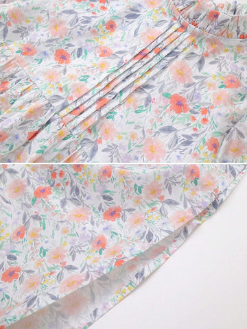 1pc Young Girl' Country Style Floral Puff Sleeve Mini Dress, Autumn