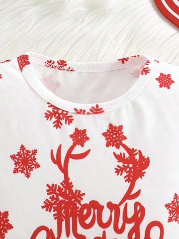 1pc Young Girl Cute Christmas Snowman Print Color Block Crew Neck Long Sleeve Casual Dress, Autumn