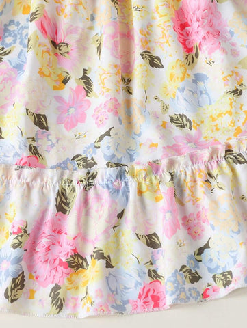 1pc Young Girl' Dopamine Ditsy Floral Sleeveless Dress