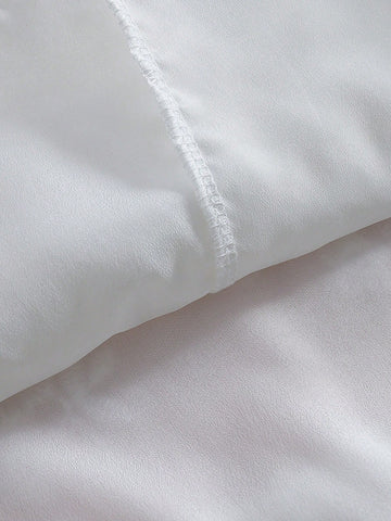 1pc Young Girl Elegant Lace Trim Puff Sleeve Waisted White Princess Dress, Summer