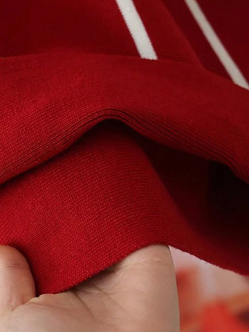 1pc Young Girl Fashion Collegiate Style Collar Knitted Dress, Baby Girl Bow Decor White Ruffle Solid Color Dress, Autumn