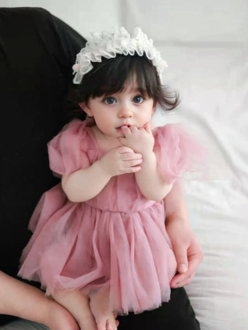 1pc Young Girl Lovely Elegant Sweet Princess Ladylike Bow Tie Decor Fluffy Tulle Tutu Dress