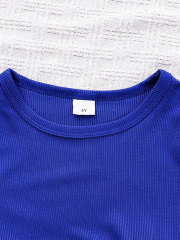 1pc Young Girl Ribbed Long Sleeve Ditsy Floral Casual Dress, Suitable For Daily And Vacation Wear, Spring Autumn