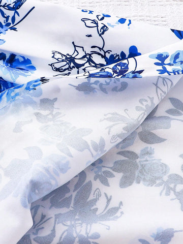 1pc Young Girl Ribbed Long Sleeve Ditsy Floral Casual Dress, Suitable For Daily And Vacation Wear, Spring Autumn