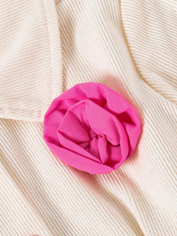 1pc Young Girls Casual Apricot Long Sleeve Shirt Dress, Autumn/Winter