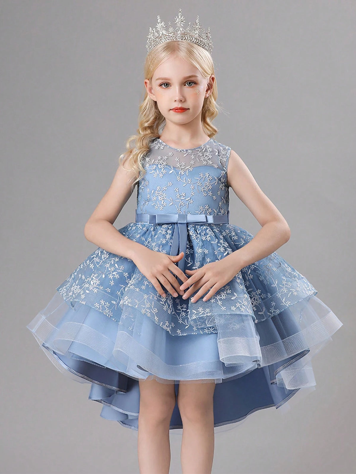 1pc Young Girls' Casual High-End Comfortable Sweet Cute Campus Style Birthday Party Runway Host Fluffy Tulle A-Line Princess Dress, Spring/Summer/Autumn