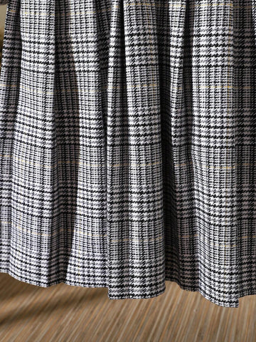 1pc Young Girls Cute 2 In 1 Jacquard Patchwork Corduroy Pleated Dress