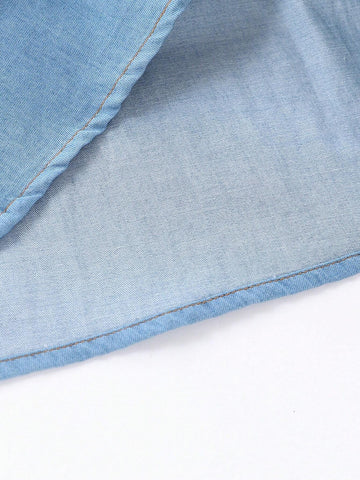 1pc Young Girls' Cute Rabbit Embroidered Peter Pan Collar Long Sleeve Blouse, Spring & Autumn