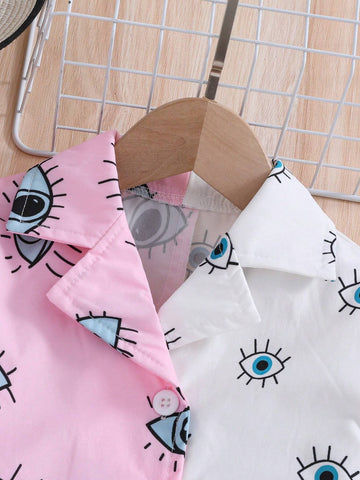 1pc Young Girls' Fashionable Sparkly Heart Pattern Printed Round Neck Short Sleeve T-Shirt For Summer