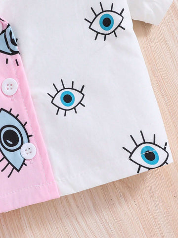 1pc Young Girls' Fashionable Sparkly Heart Pattern Printed Round Neck Short Sleeve T-Shirt For Summer