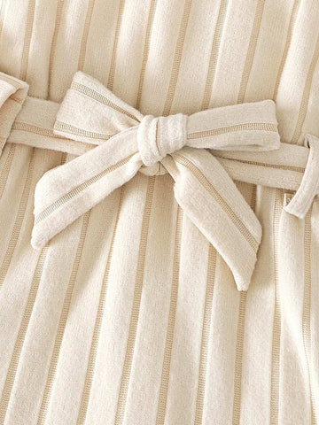 1set Little Girls Casual Solid Color Lace Mesh Sleeve Patchwork Dress With Matching Belt