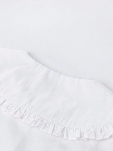 2-4y Young Girls Long Sleeve Blouse, Spring/Autumn New 2024 White Shirts Children Tops