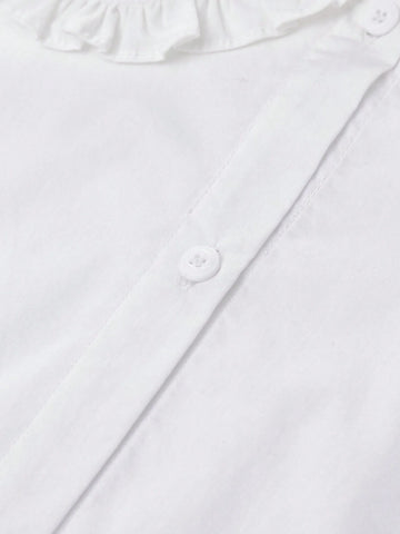 2-4y Young Girls Long Sleeve Blouse, Spring/Autumn New 2024 White Shirts Children Tops